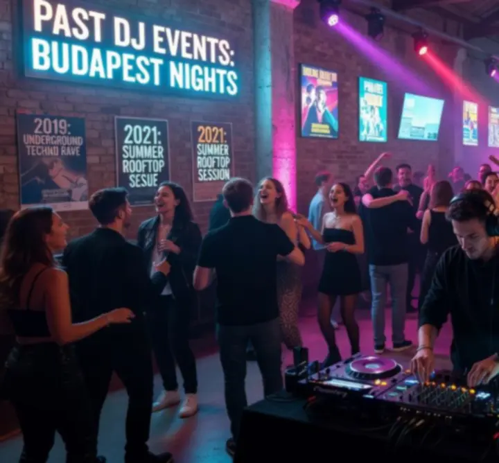 DJ parti galéria: táncoló vendégek, fények és energikus klubhangulat.