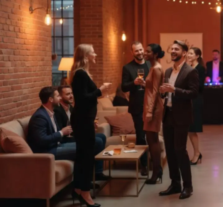 Urban éjszakai party hangulatos fényekkel és társasági élményekkel